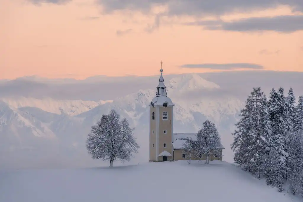 Yet another hilltop church in Slovenia - Winter season