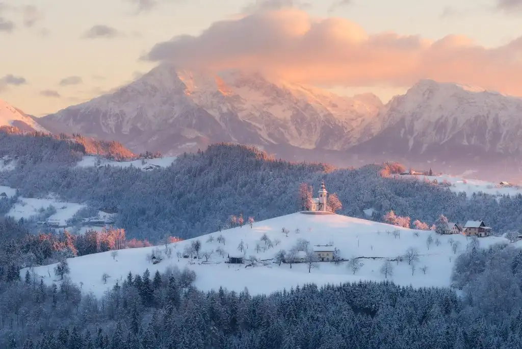 St Thomas church in winter, Slovenia