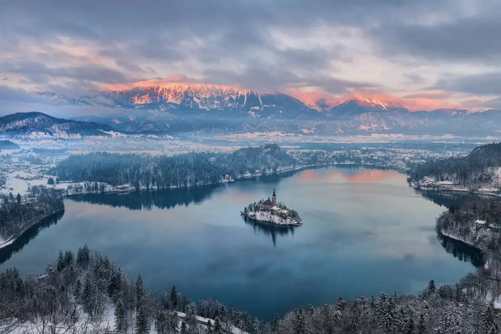 Lake Bled from an elevated viewpoint